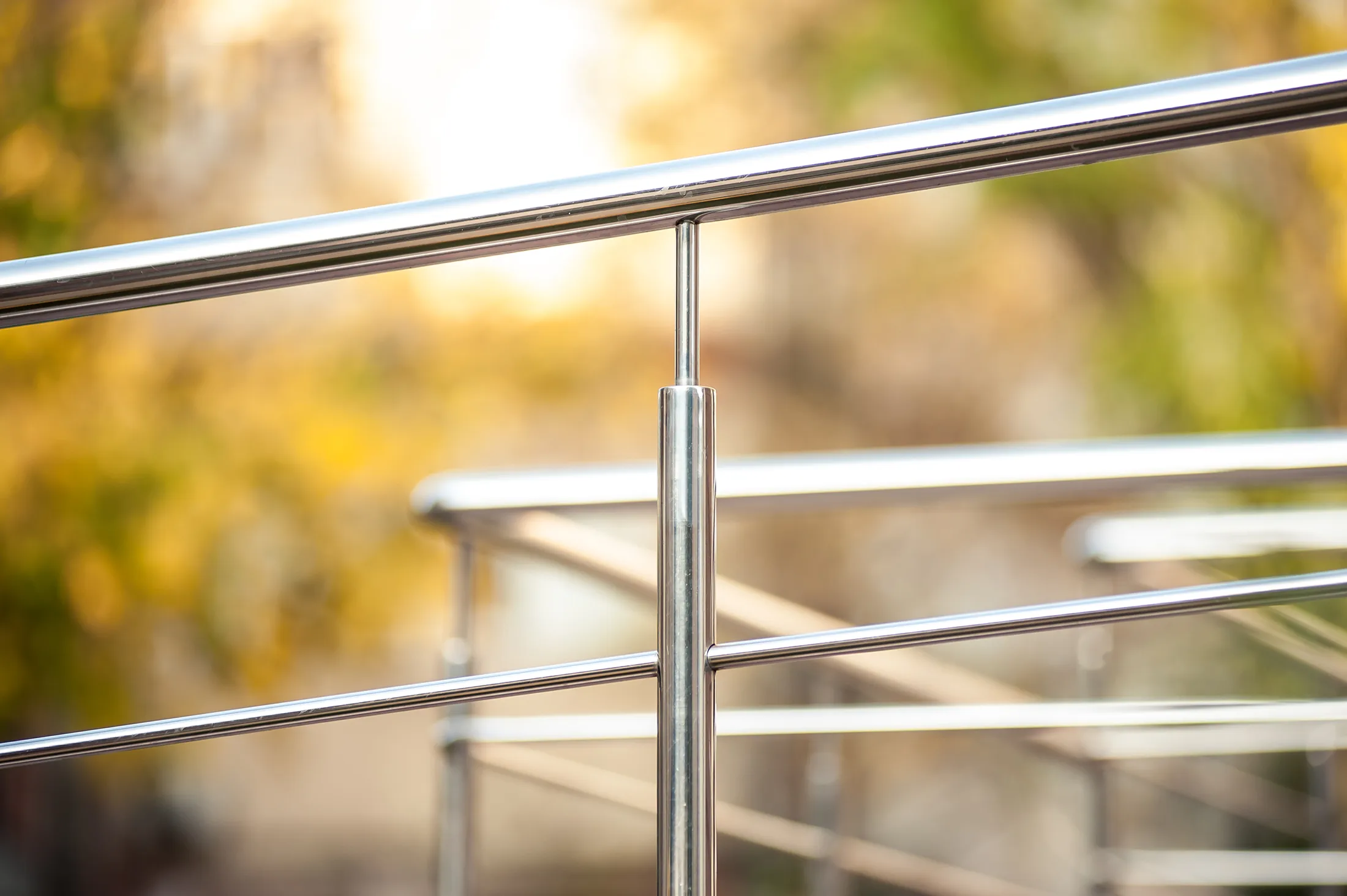 RAILING 1 Close up photo of a steel hand railing